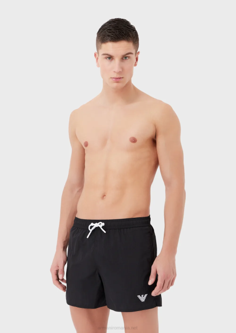 bărbați R802G988 pantaloni scurți de baie cu șnur și logo brodat Armani negru