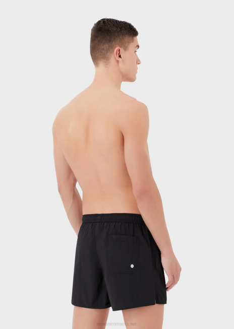 bărbați R802G988 pantaloni scurți de baie cu șnur și logo brodat Armani negru