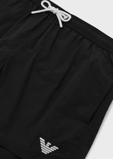 bărbați R802G988 pantaloni scurți de baie cu șnur și logo brodat Armani negru