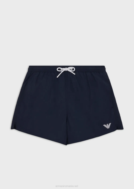 bărbați R802G989 pantaloni scurți de baie cu șnur și logo brodat Armani albastru marin