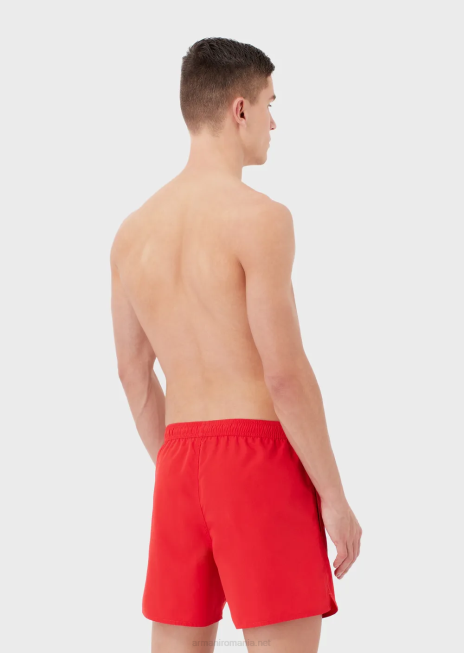 bărbați R802G993 trunchi de baie din țesătură cu șnur și petic vultur Armani roșu