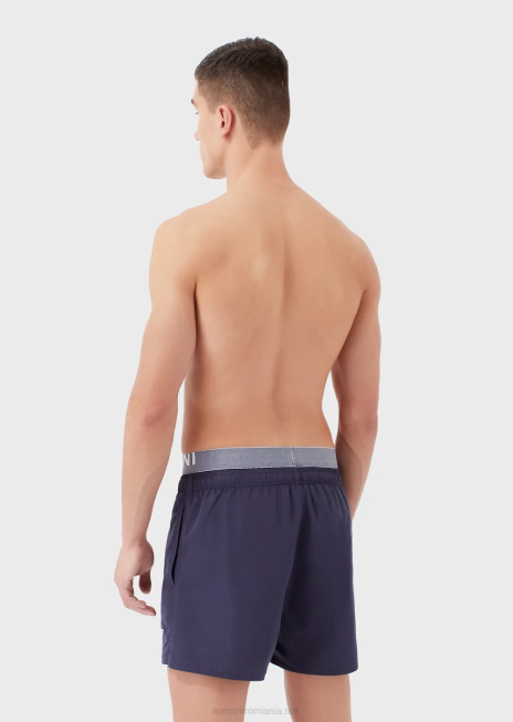 bărbați R802G994 Trunchi de baie din țesătură reciclată cu șnur și talie cu logo Armani avio