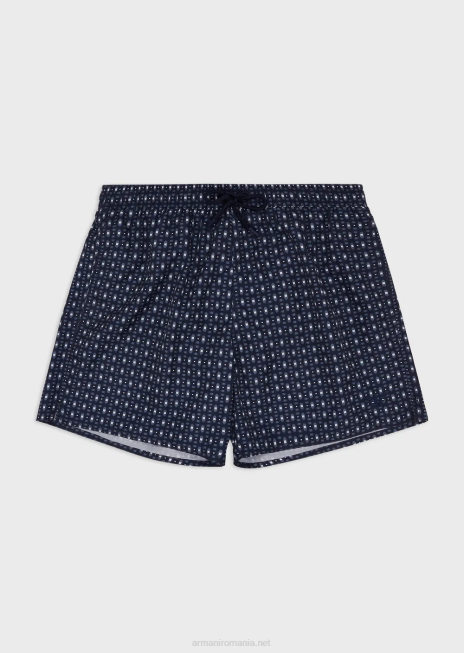 bărbați R802G996 trunchi de baie cu șnur și micro-model Armani albastru marin