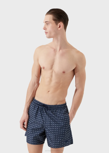 bărbați R802G996 trunchi de baie cu șnur și micro-model Armani albastru marin