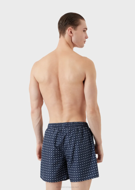 bărbați R802G996 trunchi de baie cu șnur și micro-model Armani albastru marin