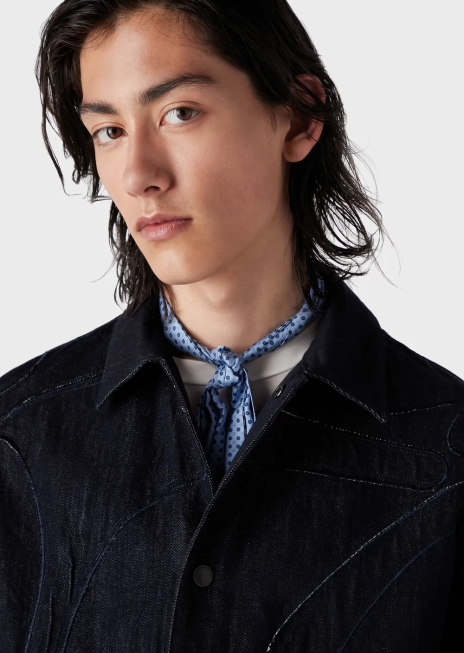 bărbați R802G1301 jachetă din pânză cu broderie de camuflaj asortita în culori Armani