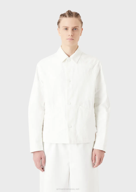 bărbați R802G1302 jachetă din pânză cu broderie de camuflaj asortita în culori Armani