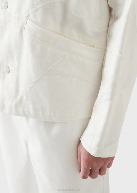 bărbați R802G1302 jachetă din pânză cu broderie de camuflaj asortita în culori Armani