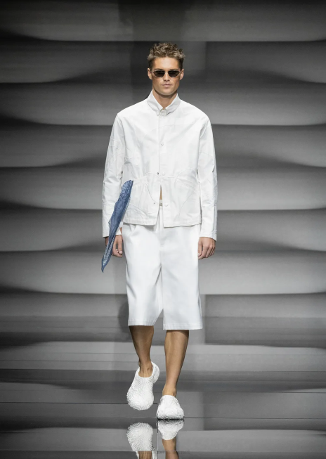 bărbați R802G1302 jachetă din pânză cu broderie de camuflaj asortita în culori Armani