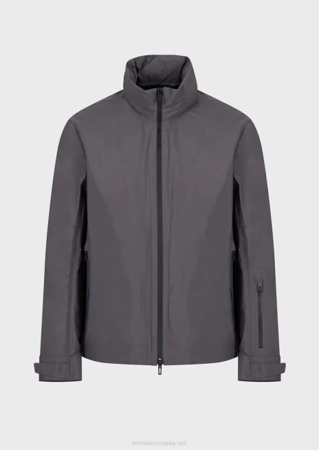 bărbați R802G1307 jachetă puf din nailon reciclat, hidrofugă, cu fermoar complet Armani gri închis