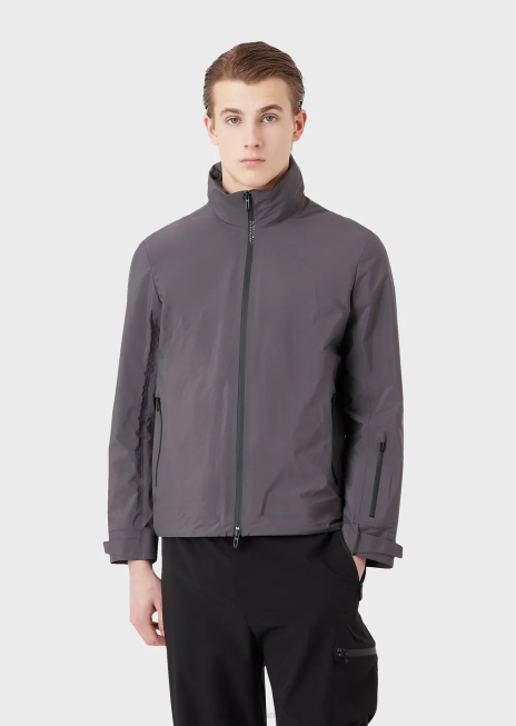 bărbați R802G1307 jachetă puf din nailon reciclat, hidrofugă, cu fermoar complet Armani gri închis