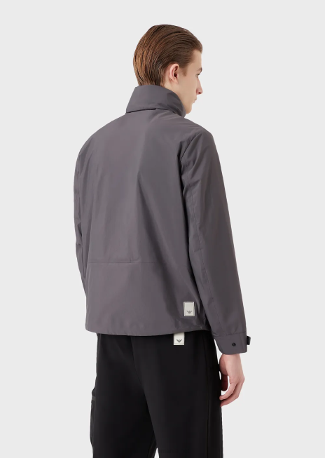 bărbați R802G1307 jachetă puf din nailon reciclat, hidrofugă, cu fermoar complet Armani gri închis