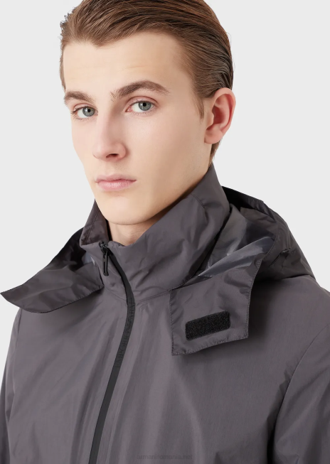 bărbați R802G1307 jachetă puf din nailon reciclat, hidrofugă, cu fermoar complet Armani gri închis