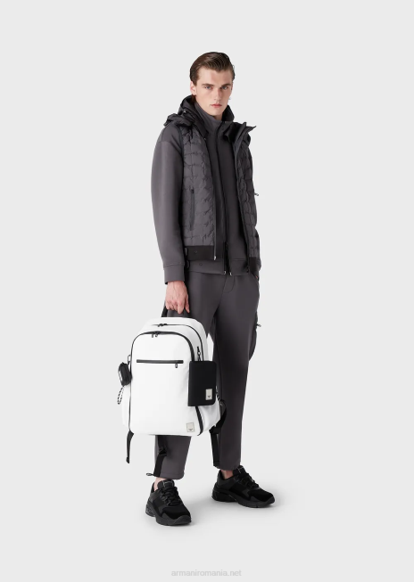 bărbați R802G1309 jachetă puf fără mâneci cu fermoar complet din nailon reciclat matlasat, hidrofugă Armani gri închis