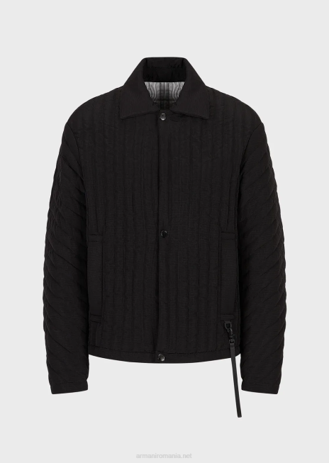 bărbați R802G1311 jachetă de puf hidrofugă din nailon ripstop reciclat matlasat Armani negru