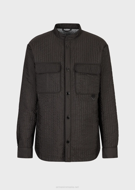 bărbați R802G1312 bluză matlasată din nailon reciclat hidrofugă Armani gri închis
