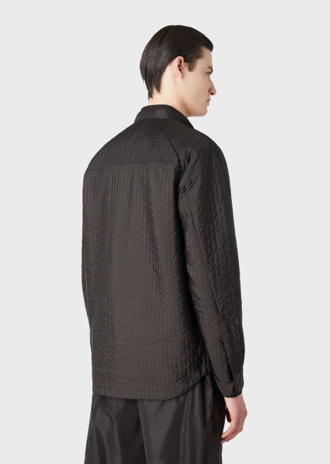 bărbați R802G1312 bluză matlasată din nailon reciclat hidrofugă Armani gri închis