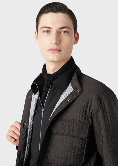 bărbați R802G1312 bluză matlasată din nailon reciclat hidrofugă Armani gri închis