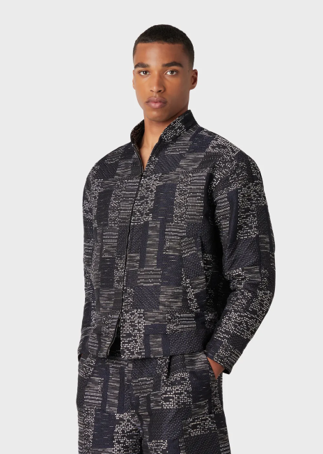 bărbați R802G1316 bluzon jacquard vanise cu efect de patchwork Armani model