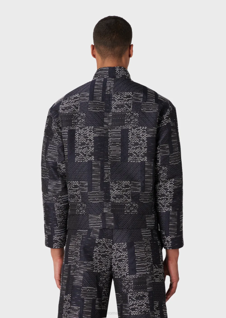 bărbați R802G1316 bluzon jacquard vanise cu efect de patchwork Armani model