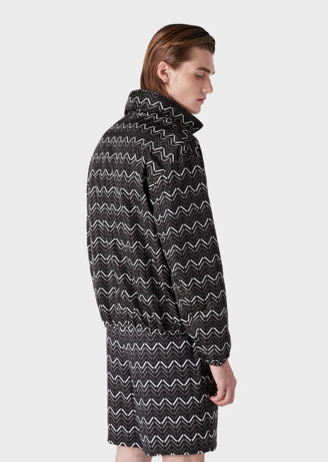 bărbați R802G1317 Bluză reversibilă din nailon cu fermoar complet, cu model peste tot Armani model