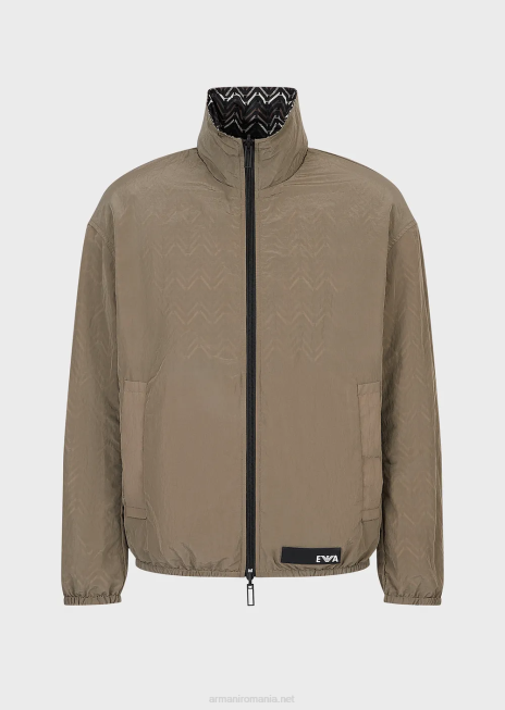 bărbați R802G1317 Bluză reversibilă din nailon cu fermoar complet, cu model peste tot Armani model