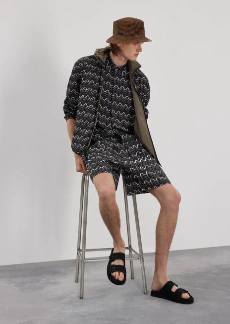 bărbați R802G1317 Bluză reversibilă din nailon cu fermoar complet, cu model peste tot Armani model