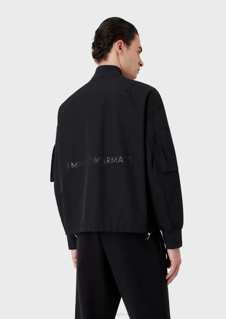 bărbați R802G1318 bluzon hidrofug din nailon ușor ondulat Armani albastru marin