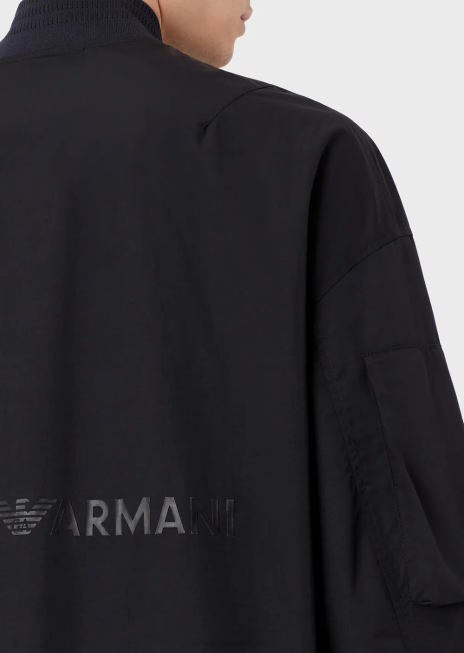 bărbați R802G1318 bluzon hidrofug din nailon ușor ondulat Armani albastru marin