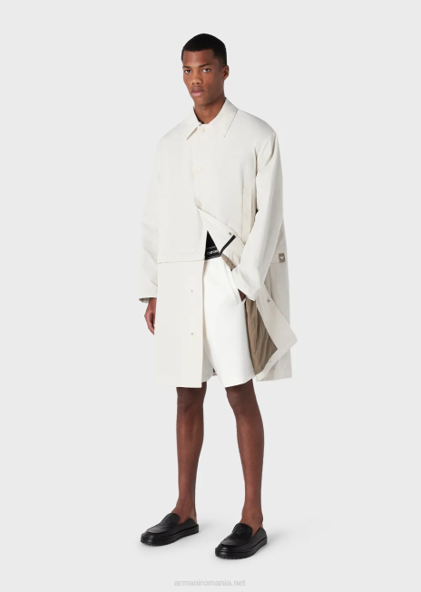 bărbați R802G1325 Trenci din nailon satinat hidrofug cu tiv detașabil Armani