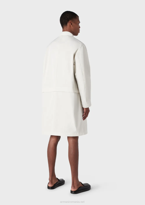 bărbați R802G1325 Trenci din nailon satinat hidrofug cu tiv detașabil Armani