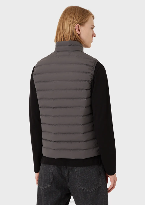 bărbați R802G1332 jachetă din nailon matlasată fără mâneci Armani gri închis