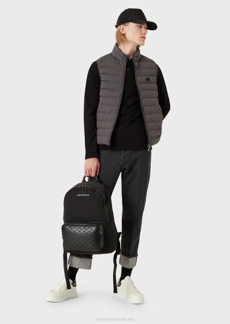 bărbați R802G1332 jachetă din nailon matlasată fără mâneci Armani gri închis