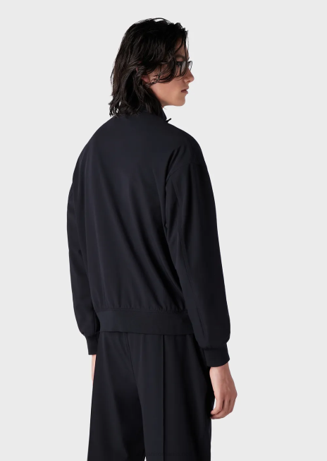 bărbați R802G1335 bluză din nailon tehnic bielastic, hidrofugă, cu fermoar Armani albastru marin