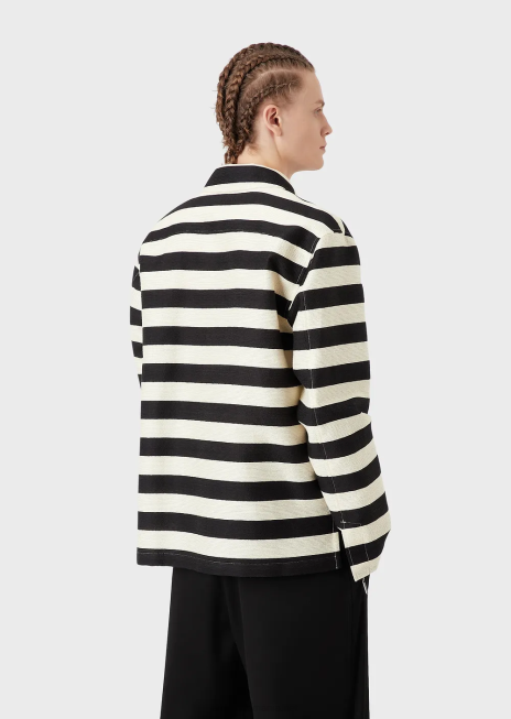 bărbați R802G1336 bluză cu fermoar otoman cu dungi orizontale Armani negru