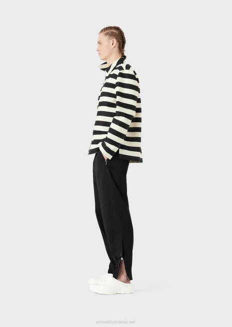 bărbați R802G1336 bluză cu fermoar otoman cu dungi orizontale Armani negru