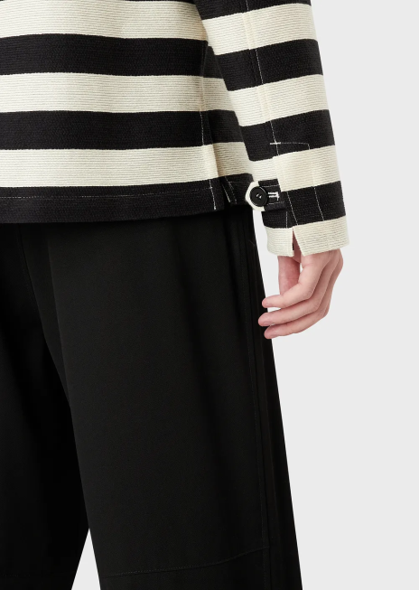 bărbați R802G1336 bluză cu fermoar otoman cu dungi orizontale Armani negru