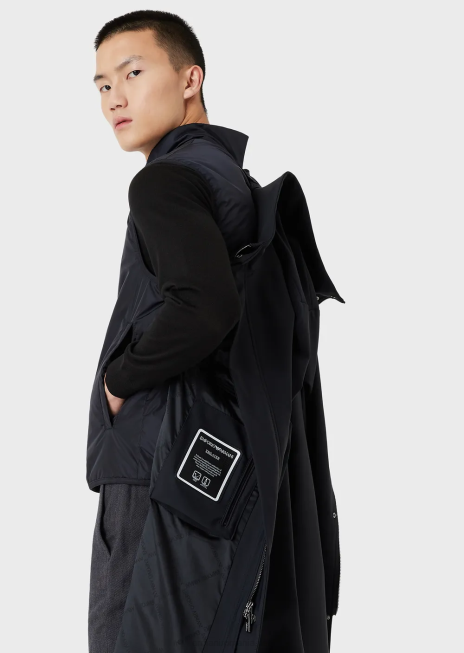 bărbați R802G1340 trenci din nailon cu gilet detasabil Armani