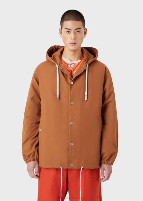 bărbați R802G1348 colecție sustenabilă bluză cu glugă din pânză reciclată Armani tutun