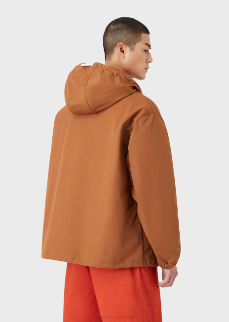 bărbați R802G1348 colecție sustenabilă bluză cu glugă din pânză reciclată Armani tutun