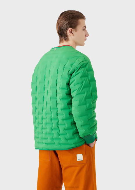 bărbați R802G1350 jachetă de puf de colecție sustenabilă cu satin reciclat și căptușeală Armani verde