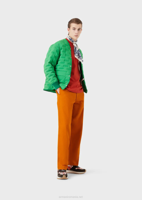 bărbați R802G1350 jachetă de puf de colecție sustenabilă cu satin reciclat și căptușeală Armani verde