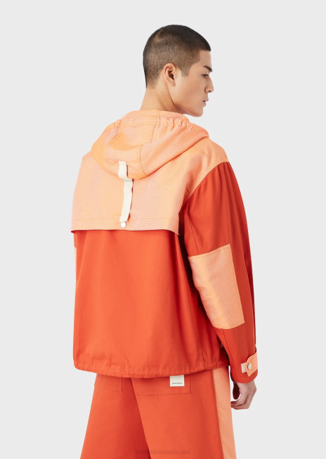 bărbați R802G1351 colecție durabilă din twill organic și bluză cu glugă ripstop reciclată Armani roșu