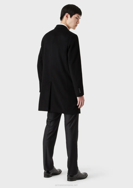 bărbați R802G1355 palton cu revere din casmir castor Armani negru