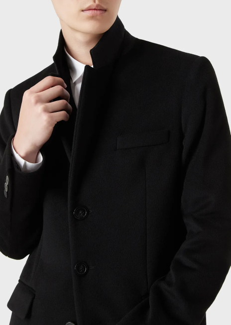 bărbați R802G1355 palton cu revere din casmir castor Armani negru