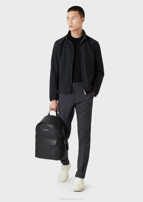 bărbați R802G1356 bluză din nailon cu fermoar complet Armani negru