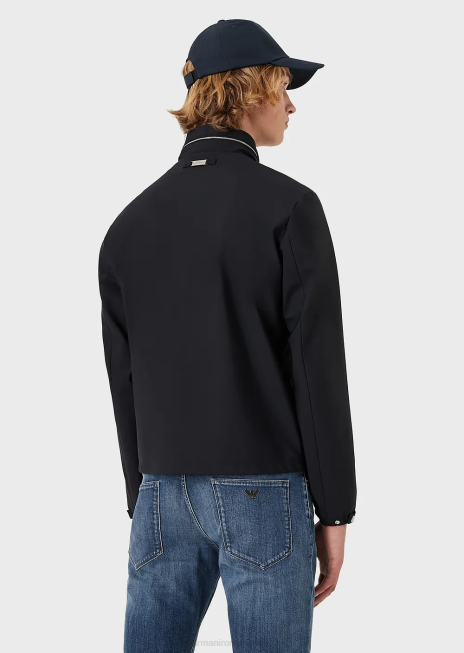 bărbați R802G1357 bluză din nailon cu fermoar complet Armani albastru marin