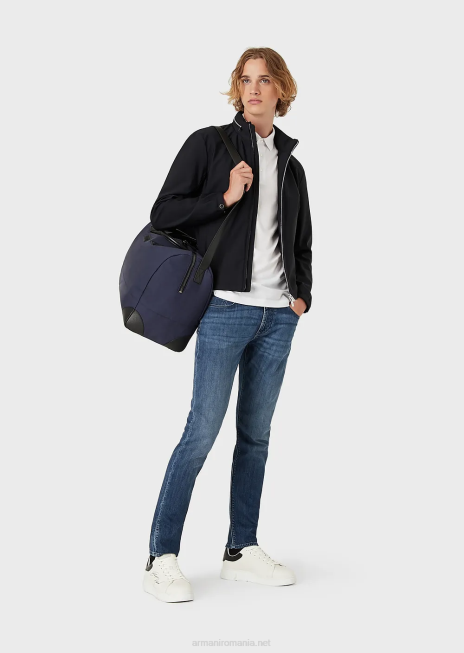 bărbați R802G1357 bluză din nailon cu fermoar complet Armani albastru marin