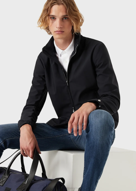 bărbați R802G1357 bluză din nailon cu fermoar complet Armani albastru marin