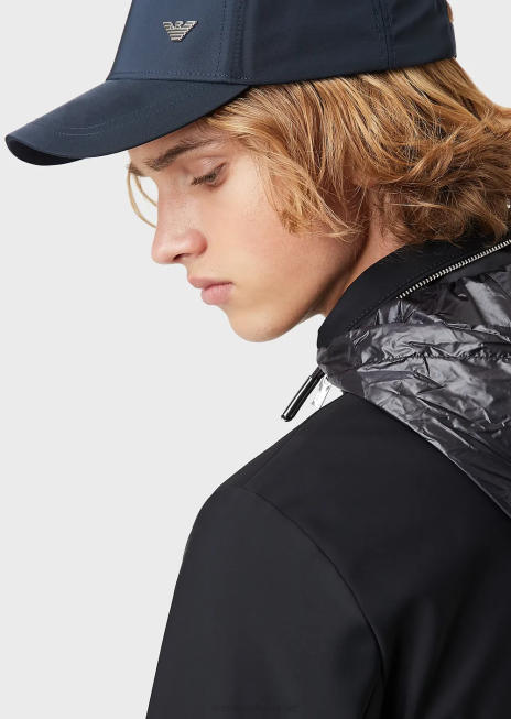 bărbați R802G1357 bluză din nailon cu fermoar complet Armani albastru marin